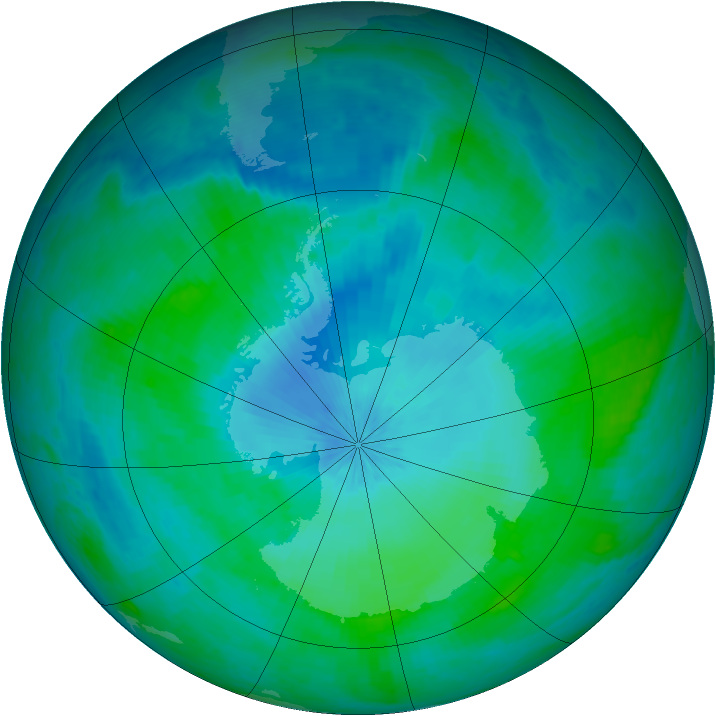Antarctic ozone map for 06 February 2002